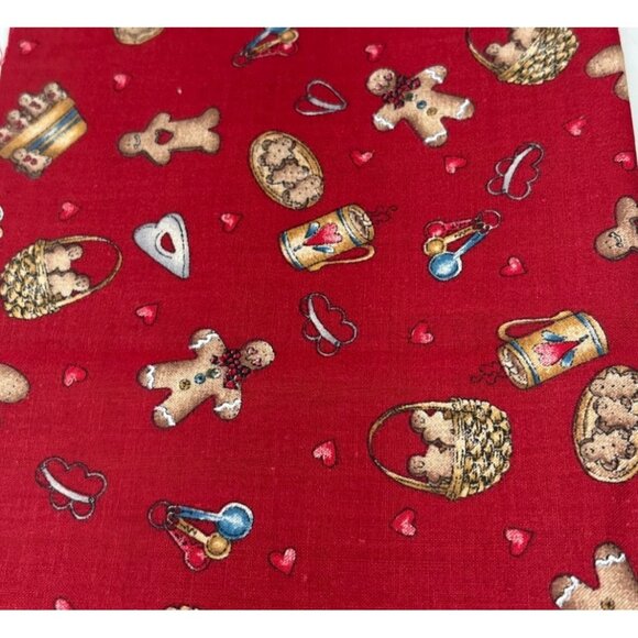Gingerbread-Themed Cotton Fabric 14x30" Festive Design Baking Hearts Sweet Fun - Picture 7 of 12